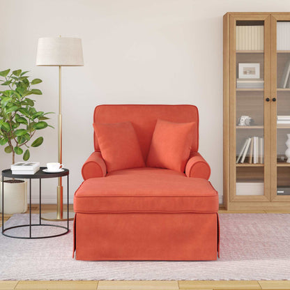 Chaise longue avec jupe - Style contemporain - Velours côtelé orange - Sensuri Maison