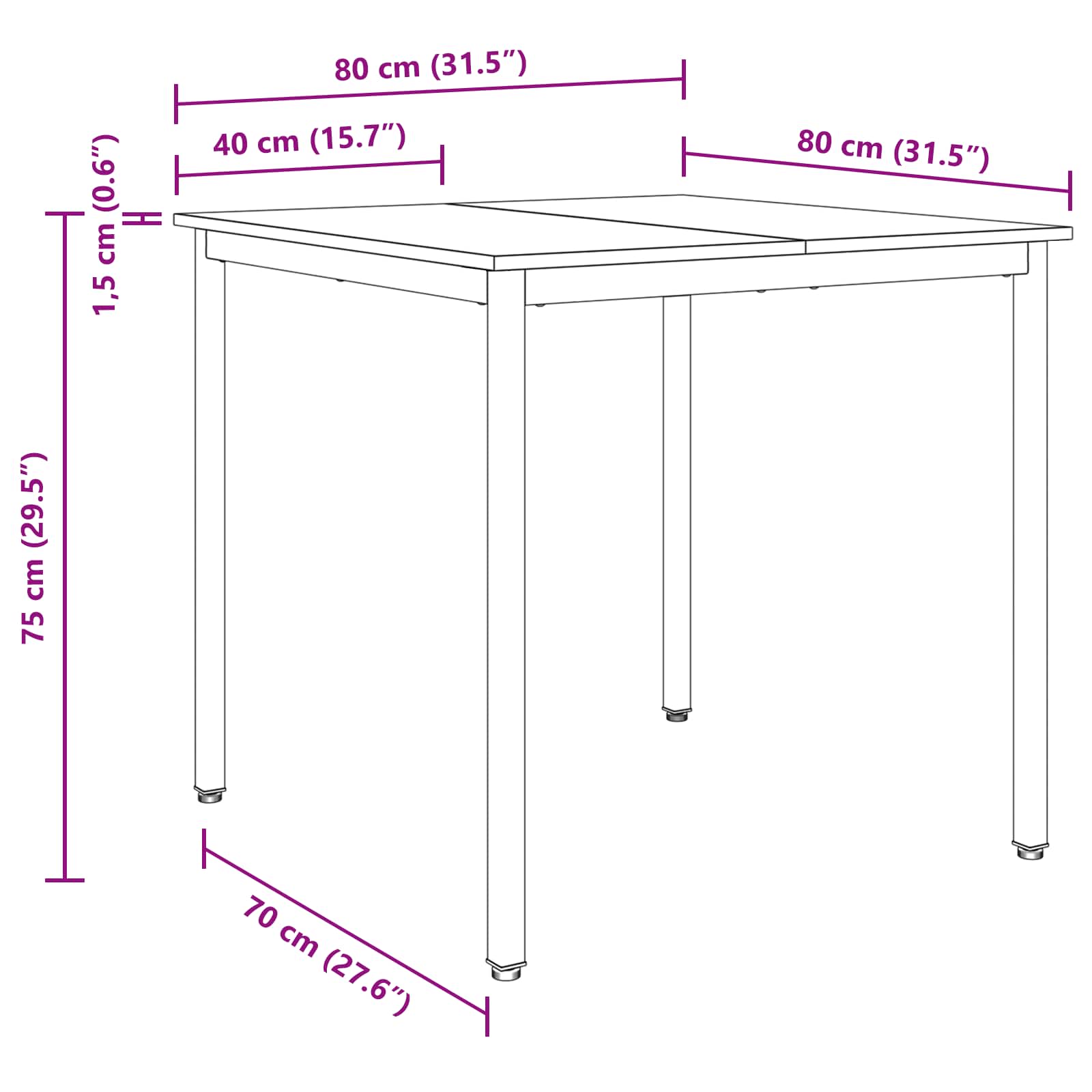 Table de salle à manger / Table de repas  MÉTAL - Imagem 10