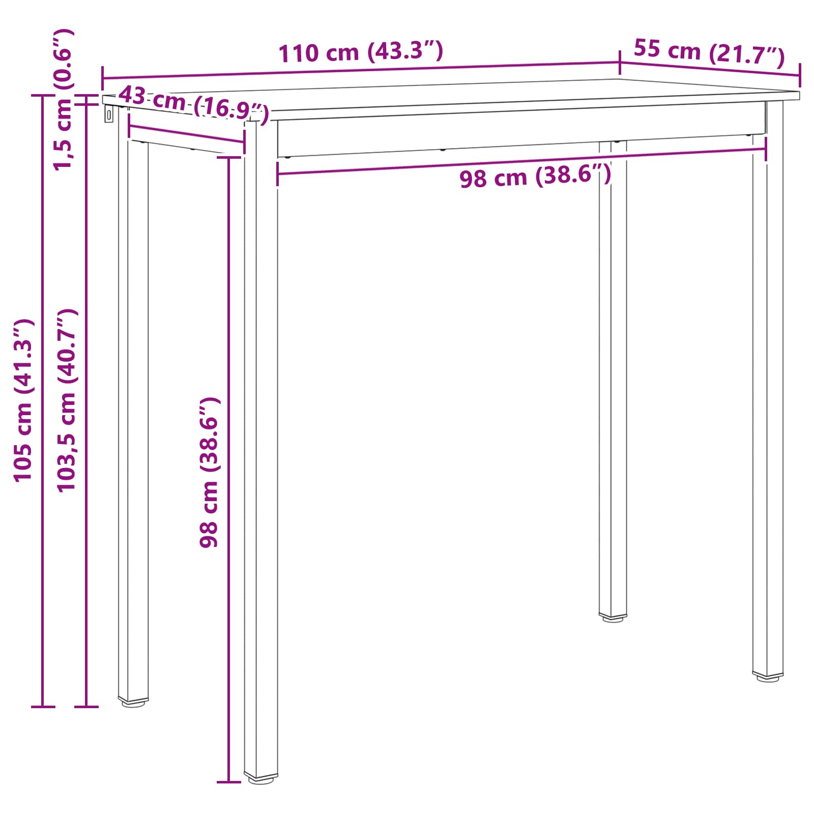 Table de bar   Bois de pin massif - Imagem 10