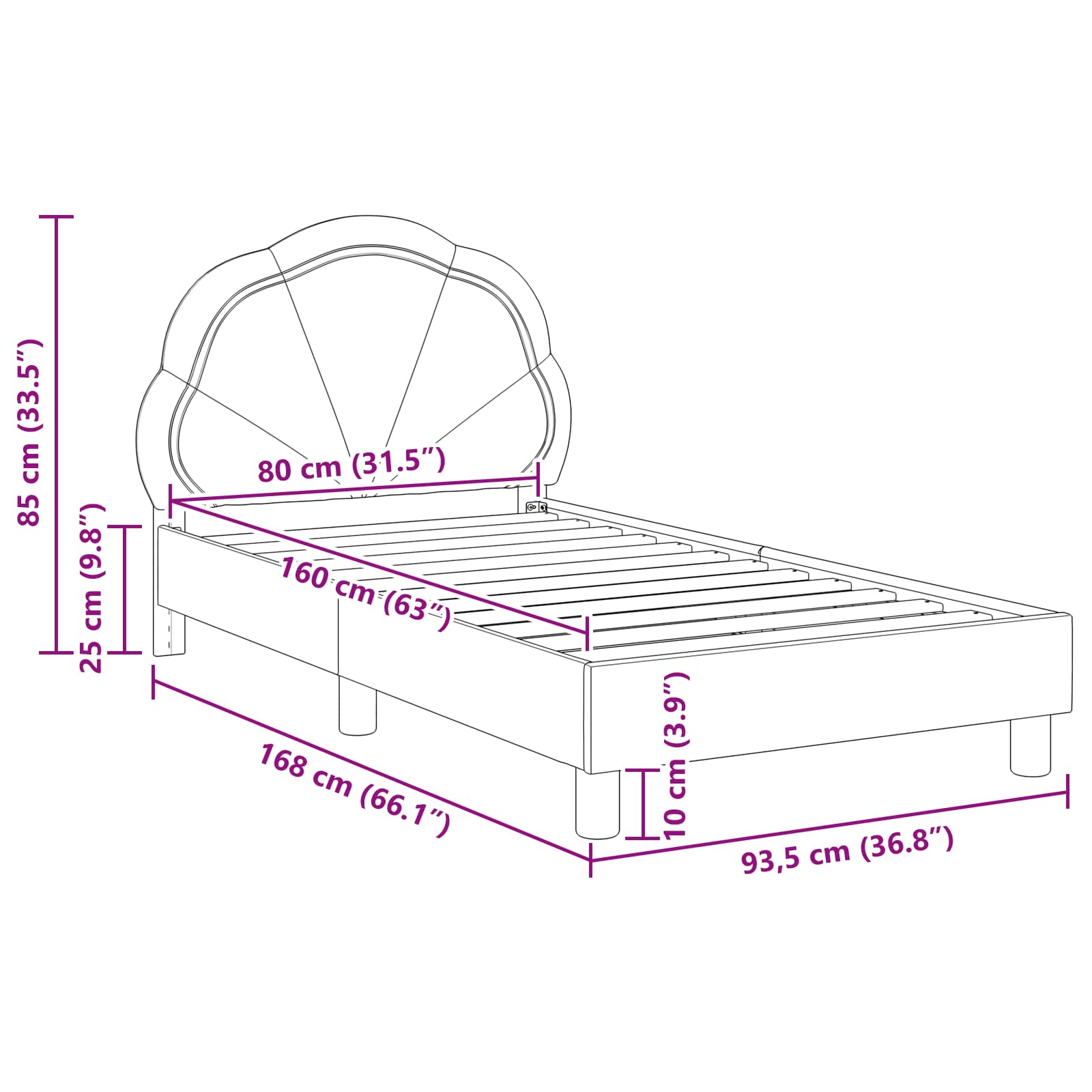Cadre de lit pour enfants avec tête de lit  foncé - Imagem 10