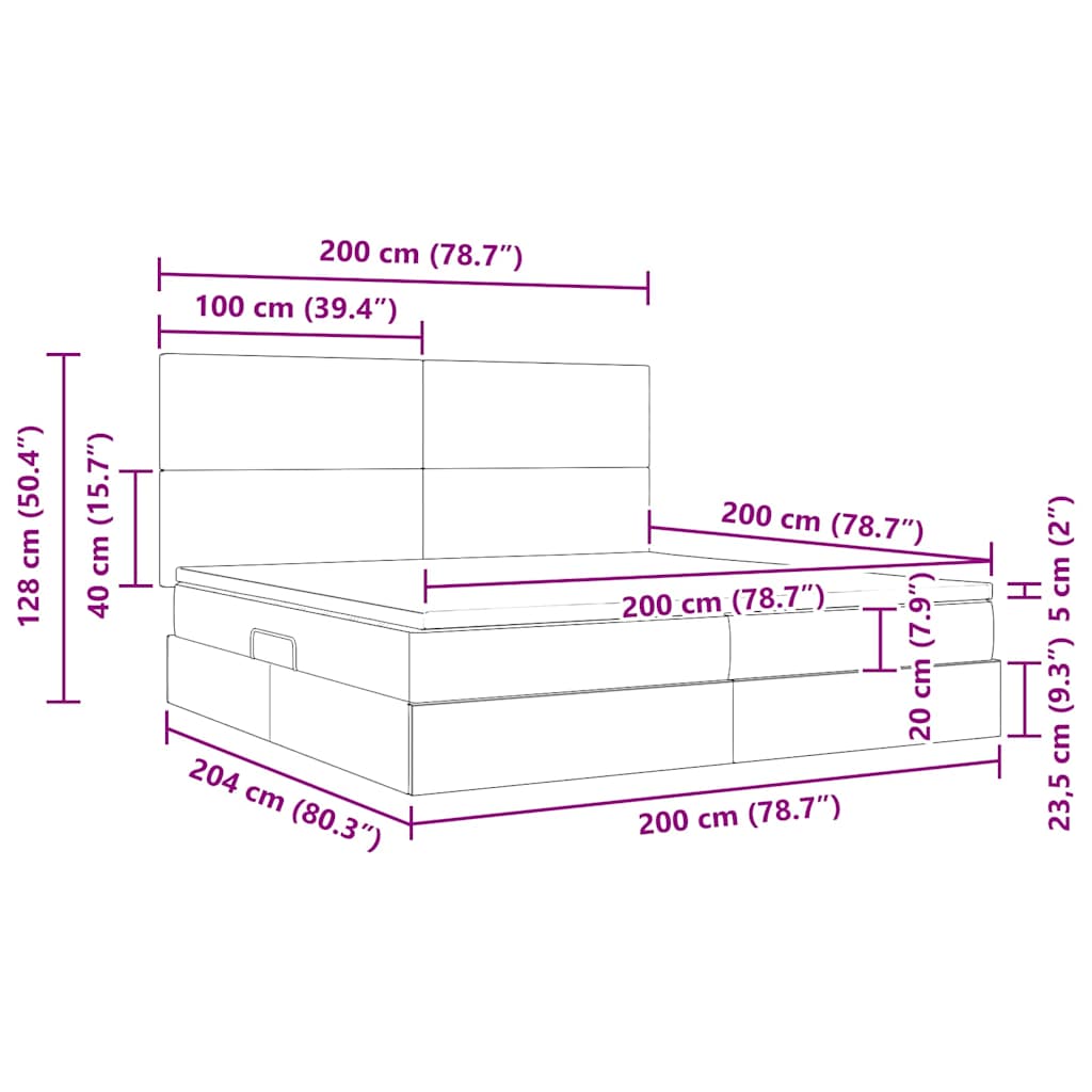 Lit avec rangement et LED   Velours - Imagem 10