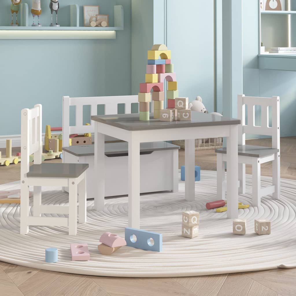 Ensemble de table et chaises enfants 4 pcs  et gris MDF - Imagem 3