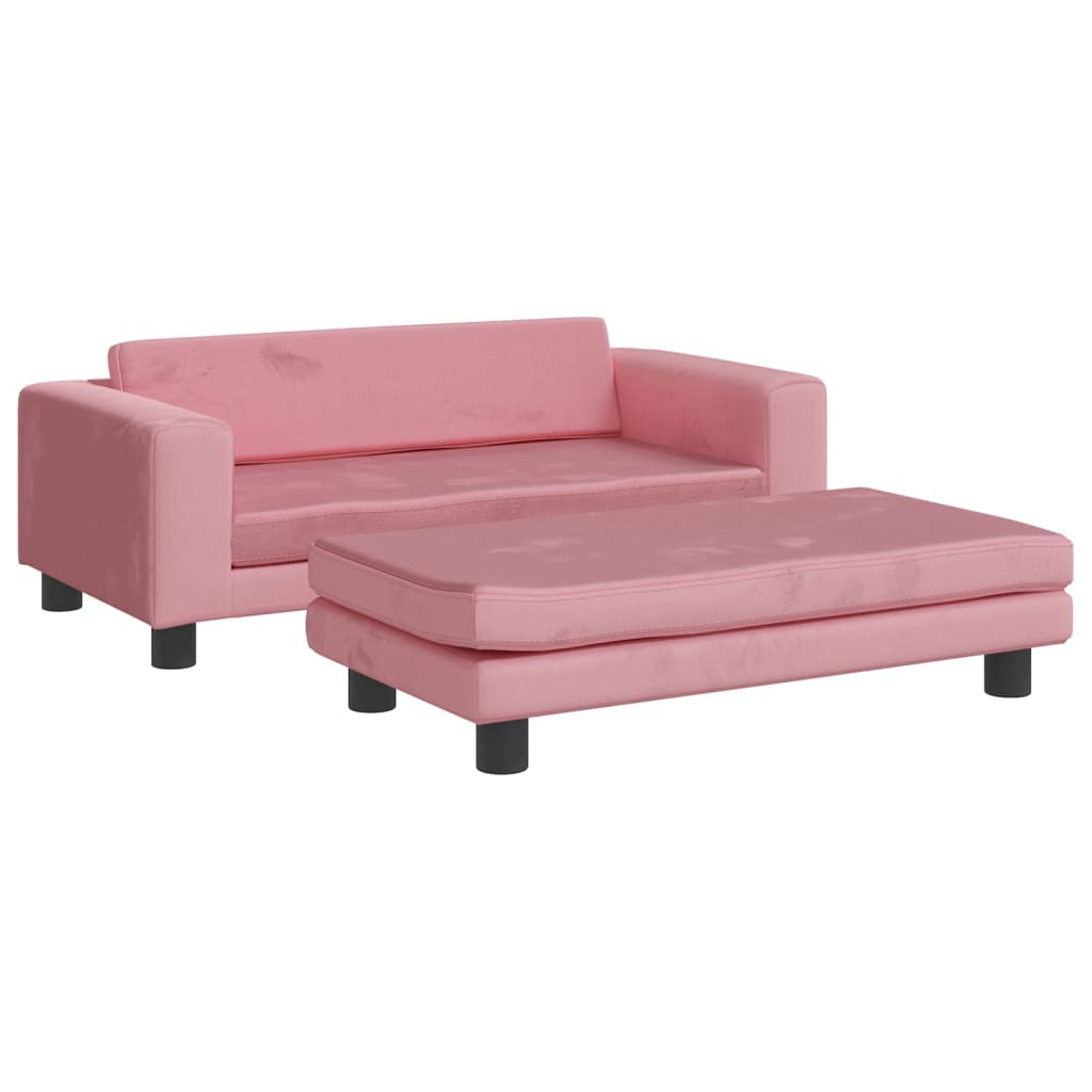 Canapé avec repose-pied pour enfants  100x50x30 cm velours - Imagem 6